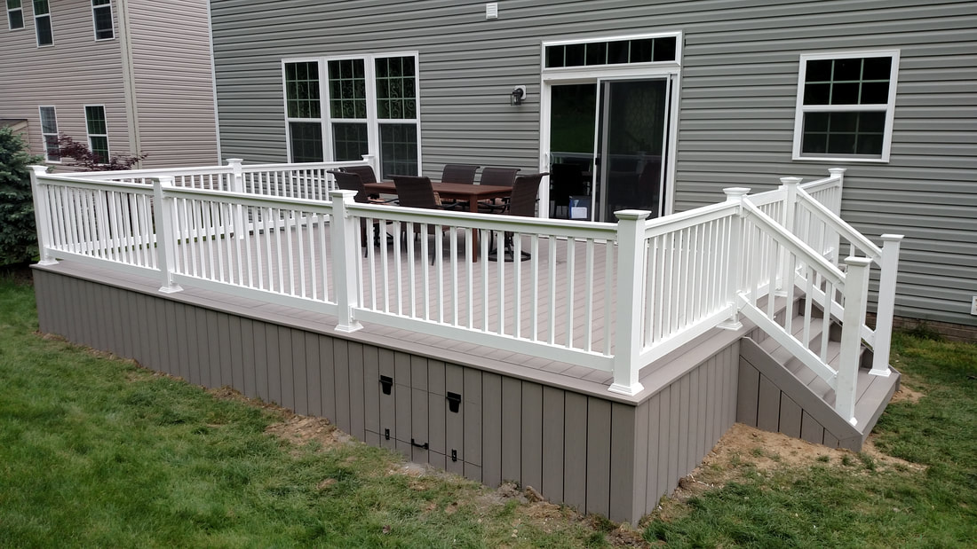 Buckstone Building Northeast Ohio Deck Builders - Coply, Ohio Low-Maintenance Deck Azek with vinyl railing and deck skirting